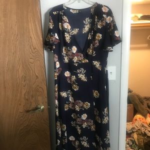 Sheer floral wrap dress